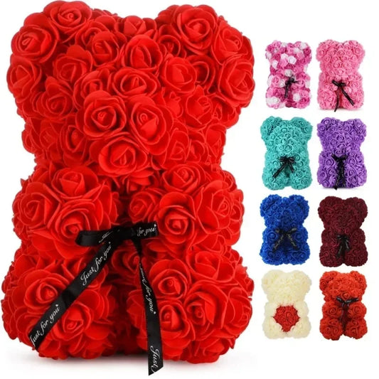 Artificial Flower Rose Teddy Bear for  Mother's Day, Birthday, Valentine's Day or Anniversary Gifts & Decorations